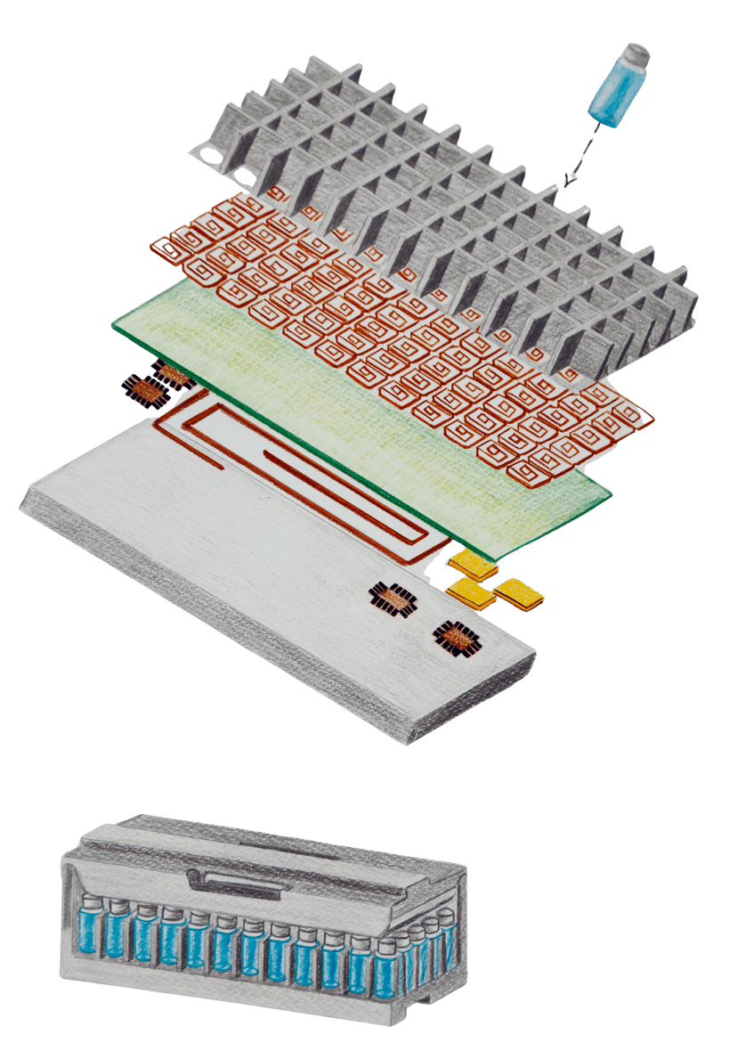 Technical diagram of vaccine box electronics